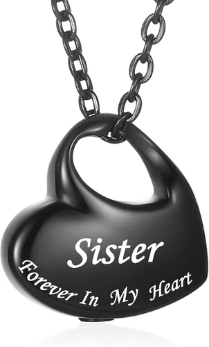VIUJUH Cremation Urn Necklace for AshesForever In My Heart Carved LocketStainless Steel Keepsake Urn JewelryWaterproof Memorial Pendant for Mom