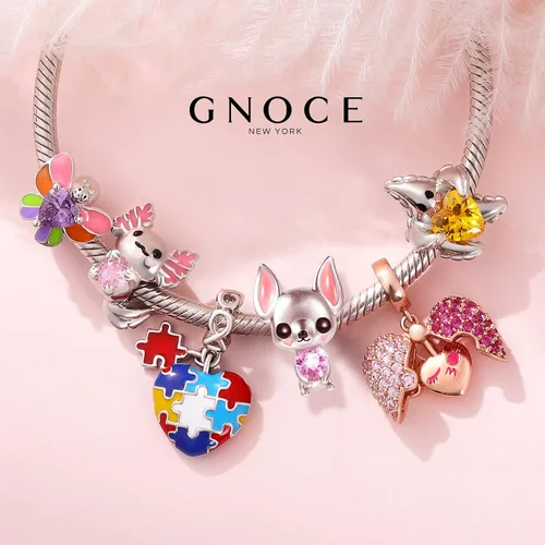Miniatura 5 de GNOCE Abalorio de plata de ley con diseño de búho chihuahua, corazón de búho, pulsera o collar para mujeres, niñas, esposa e hija