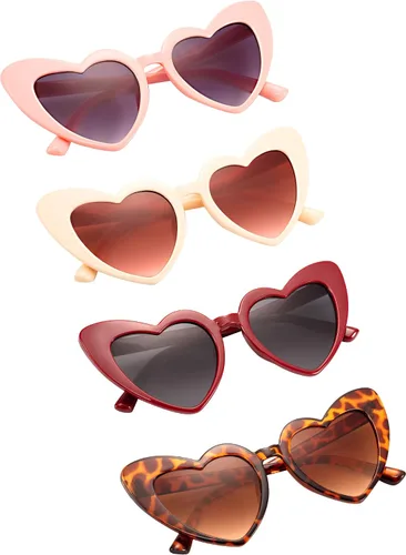 4 pares de gafas de sol en forma de corazón vintage ojo de gato gafas de sol estilo retro con 4 piezas gafas de tela 4 piezas bolsa de franela para