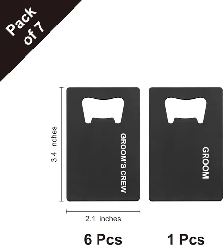 Miniatura 2 de PartyGifts&beyond Regalos para padrinos de boda, 7 unidades, abrebotellas de tarjetas de crédito, tapa de acero inoxidable para abrebotellas