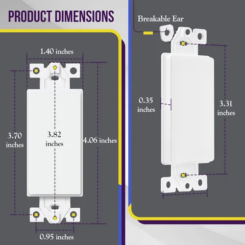 Miniatura 7 de ENERLITES - Adaptador en blanco para placas de pared decorativas, termoplástico de policarbonato irrompible, con certificación ETL, 6001-W-10