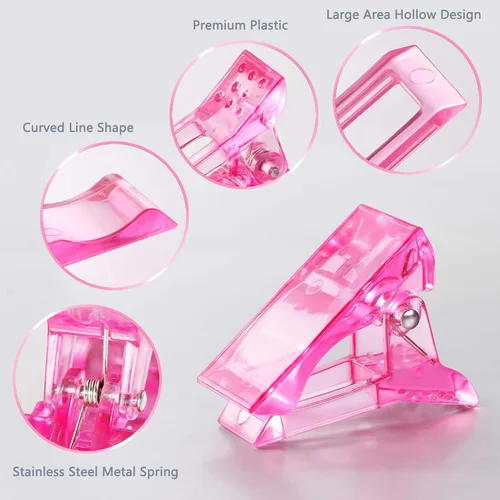 Miniatura 4 de 6 piezas de polygel de construcción rápida puntas de uñas clip rosa transparente extensión de dedo UV LED constructor puntas de uñas clips con 1