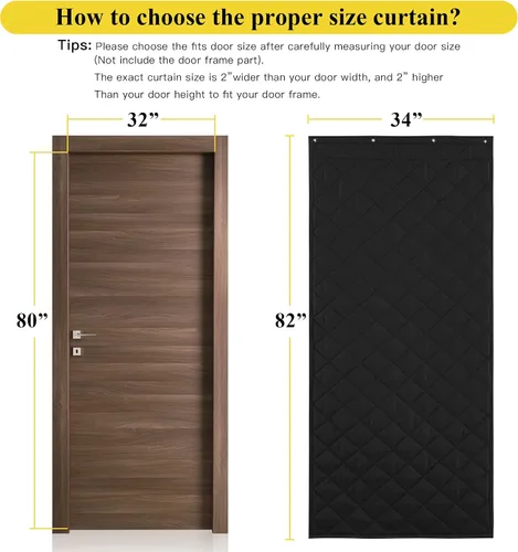 Miniatura 7 de NICETOWN Cortina de puerta con aislamiento térmico, opaca, ahorro de energía, con 3 formas de colgar, material grueso, fácil de instalar, mantiene