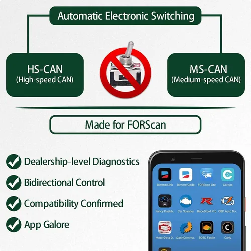 Miniatura 6 de Vgate vLinker FD Plus OBD2 Adaptador Bluetooth BLE Escáner para FORScan, Funciona con iPhone, Android y Windows