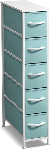 Miniatura 23 de Sorbus Cómoda Estrecha para Niños con 4 Cajones - Cajonera de Almacenamiento Vertical Delgada con Marco de Acero, Superficie de Madera y Tinte pastel