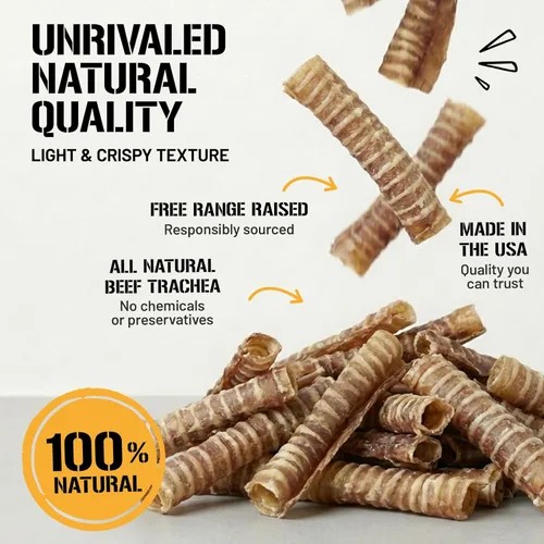 Miniatura 5 de Dog Chits Tráquea de carne para perros de 1 libra – 100% de un solo ingrediente, alta en proteínas, baja en grasa – Glucosamina para apoyo articular