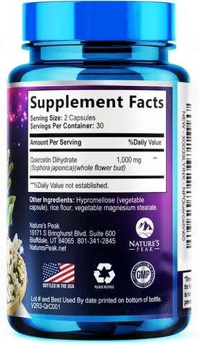 Miniatura 9 de Suplemento de quercetina – Antioxidante extra fuerte para apoyo inmunológico y salud respiratoria – Alta absorción – Quercetina dihidrato 1000 mg