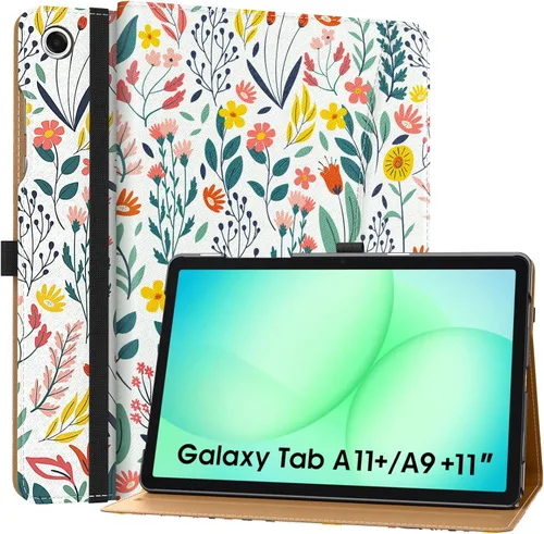 Miniatura 11 de MoKo Funda para Samsung Galaxy Tab A11+/ A11 Plus/ A9+/ A9 Plus de 11 pulgadas 2026/2024, piel sintética multiángulo con correa de mano, bolsillo