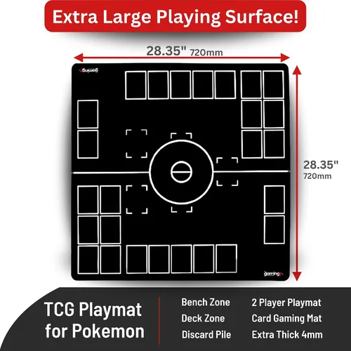 Miniatura 2 de The Gaming Mat Company Tapete de juego compatible con 2 jugadores para cartas de Pokémon: 28.35 x 28.35 x 0.08 pulgadas, tapete de batalla blanco