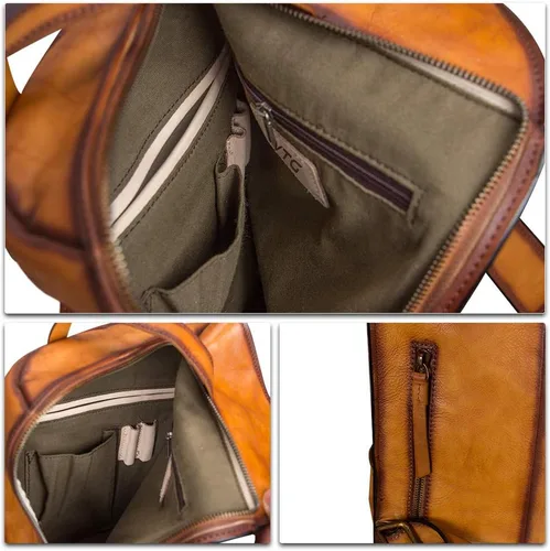 Miniatura 6 de Bolso bandolera de cuero genuino para hombres y mujeres vintage grande mochila bandolera bandolera bandolera bolsa de pecho para iPad