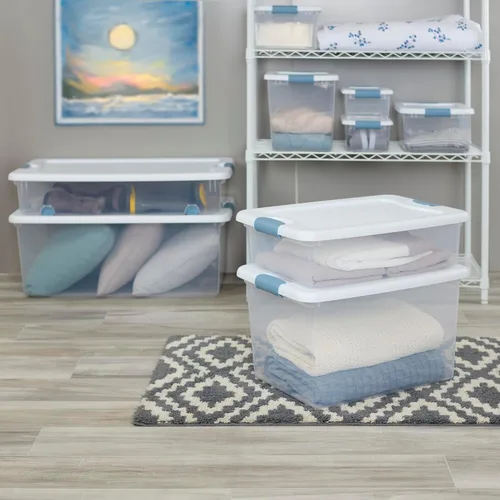 Miniatura 8 de Sterilite - Paquete de 12 contenedores apilables con pestillo, contenedores de almacenamiento bajo la cama con tapas, plástico transparente, 15