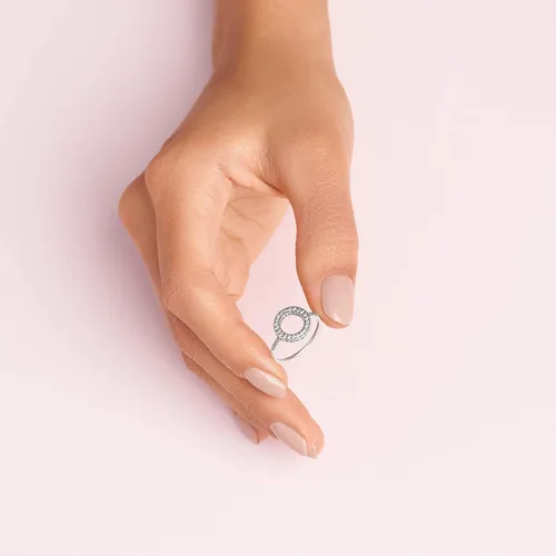 Miniatura 5 de Pandora Joyas corazones de pandora halo anillo de zirconia cúbica en plata esterlina, Metal, Zirconia cúbica