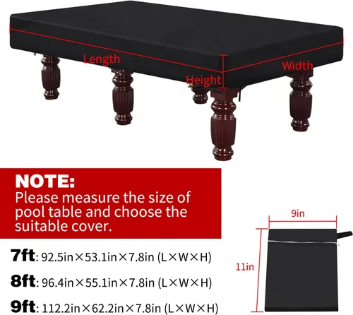 Miniatura 2 de Cubierta de Mesa de Billar de 7 Pies, Cubierta Impermeable y Resistente a Desgarros para Mesa de Billar con Bolsa de Almacenamiento, Protección