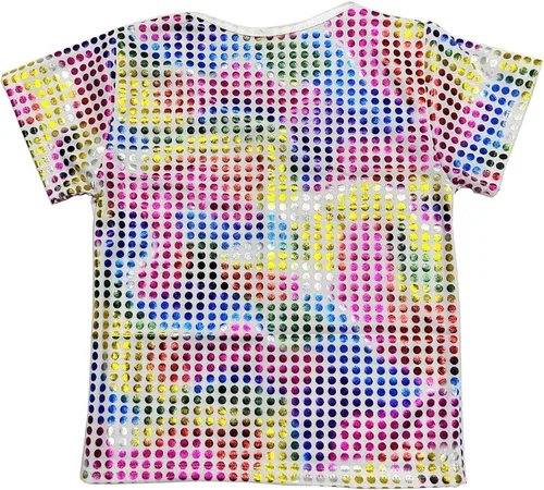 Miniatura 4 de Camiseta brillante de manga corta para niños y niñas, estilo hip hop, jazz, danza, festival, fiesta, blusa suelta