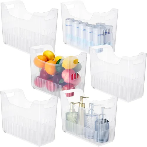 Qunclay 6 cubos organizadores de plástico para congelador con ruedas, organizador de despensa de cocina, contenedores de almacenamiento de