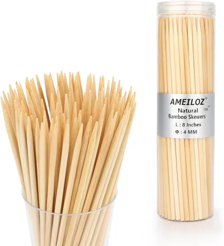 Miniatura 6 de Brochetas de madera de bambú de 6 pulgadas para barbacoa, kabob, aperitivo, fruta, salchicha, fuente de chocolate, palitos de brocheta de barbacoa