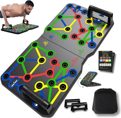 AERLANG Tabla de flexiones extra grande de 26.2 x 13.8 pulgadas, juego de entrenamiento portátil 30 en 1 para flexiones, soportes de flexión Multi
