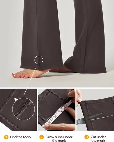 Miniatura 3 de Ewedoos Pantalones de yoga para mujer, de cintura alta, con 3 bolsillos, corte de bota, pantalones de yoga, pantalones de yoga elásticos