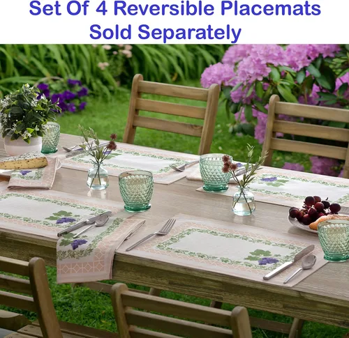 Miniatura 6 de Home Bargains Plus Mantel redondo de tela, 70 pulgadas, vino burdeos provenzal, para interiores y exteriores, resistente a las manchas y al agua