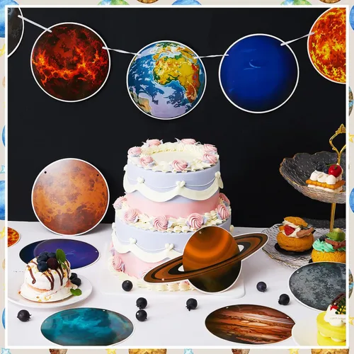 Miniatura 4 de Lincia Guirnalda colgante de sistema solar de galaxia, 4 unidades, temática de planeta, decoración de fiesta espacial para el primer viaje alrededor