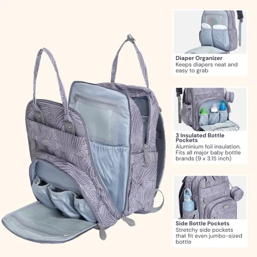 Miniatura 4 de BabbleRoo Pañalera Mochila - Bolso de Viaje para Artículos Esenciales del Bebé - Mochila Multifunción Resistente al Agua para Pañales, Bolso