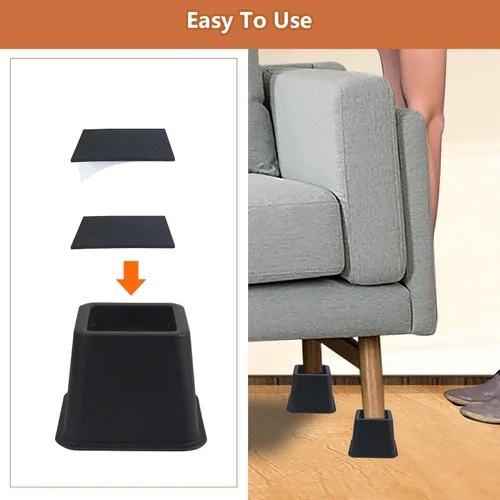 Miniatura 7 de DEDU Elevadores de cama de 3 pulgadas, resistentes, paquete de 9 elevadores de muebles para sofás de gran tamaño, elevadores de sofá con almohadilla
