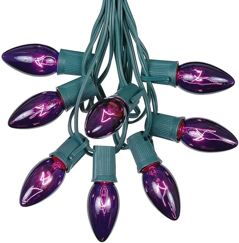Miniatura 10 de Juego de luces de Navidad transparentes C9, cadena de luz para interior o exterior, para árbol de Navidad, luces colgantes para la línea de techo