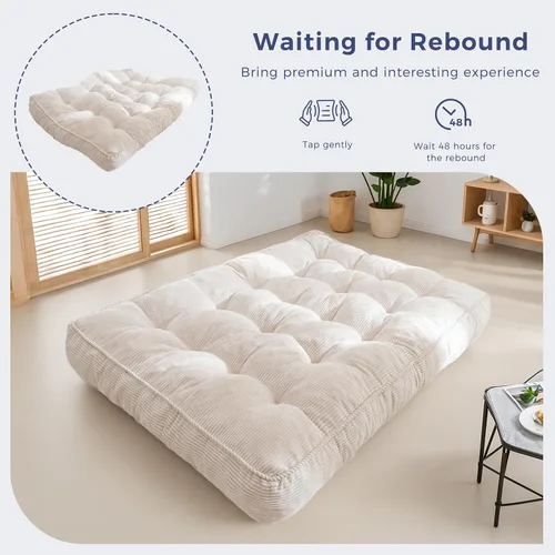 Miniatura 8 de MAXYOYO Colchón futón de 8 pulgadas, sofá de futones ultra grueso, tapete copetudo de tamaño matrimonial para adultos, relleno de espuma triturada