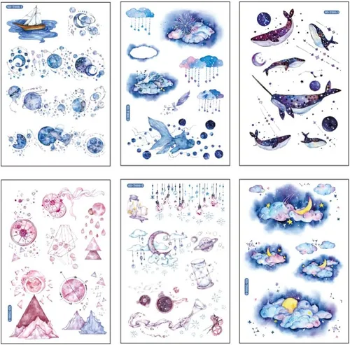 Miniatura 22 de 12 hojas de lindas calcomanías washi kawaii animales artesanales calcomanías decorativas para álbumes de recortes, planificador diario, collage