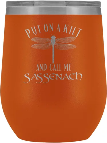 Miniatura 4 de Outlander Vaso de vino Put On A Kilt and Call Me Sassenach de 12 onzas de acero inoxidable grabado, taza para bebidas frías y calientes, color negro