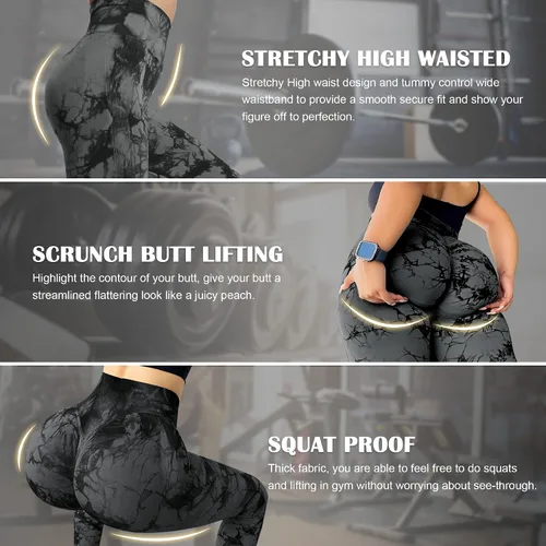 Miniatura 4 de MOHUACHI Leggings acanalados sin costuras de cintura alta para mujer, pantalones de yoga para gimnasio y yoga