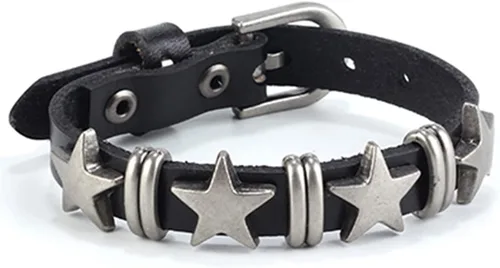 Miniatura 68 de Jeilwiy Pulseras de cuero punk para hombres, pulseras hechas a mano, brazalete ancho, joyería trenzada, color negro y marrón, ajustable, regalos