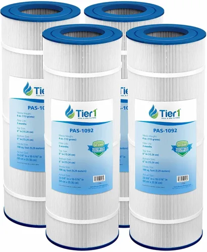 Tier1 Cartucho de filtro de piscina de repuesto Pentair R173215, paquete de 4, compatible con Pleatco PAP100, Unicel C-9410, Filbur FC-0686 | 23-5/8