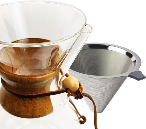 Miniatura 2 de Subjectthree - Juego de cafetera de vidrio para verter sobre 6 tazas con filtro reutilizable, fácil de limpiar para camping, oficina, cafeterías