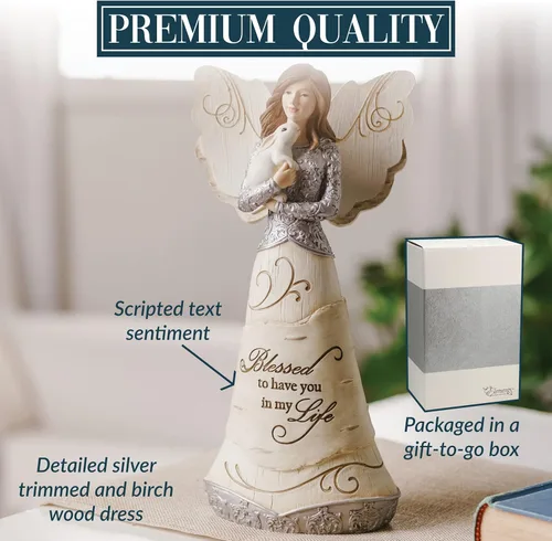 Miniatura 58 de Pavilion Gift Company 82433 Bless This Home - Figura de ángel ébano de 6 pulgadas, color crema