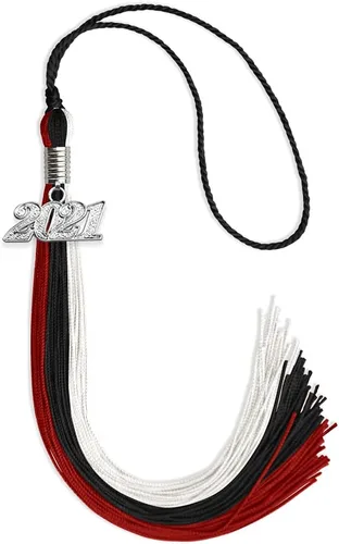 Miniatura 71 de Endea Graduation Borla de triple color con gota de fecha plateada (negro/dorado/granate, 2020)