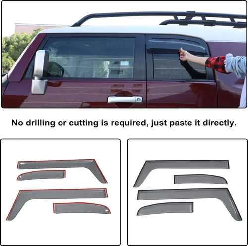 Miniatura 5 de Protectores de lluvia para ventana lateral de automóvil, deflectores compatibles con Toyota FJ Cruiser 2007-2021 para ventana de canal delantero