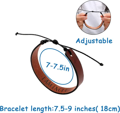Miniatura 7 de Pulseras de cuero para hombres y mujeres, inspiradoras, de aliento, confirmación religiosa, aniversario, conmemorativo, mensaje de recuerdo, pulsera