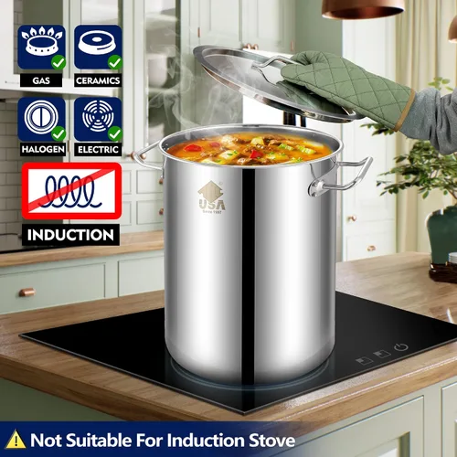 Miniatura 5 de ARC Olla de 32 cuartos de galón para hervir mariscos y estufa de propano para exteriores, olla de acero inoxidable para hervir cangrejos con cesta