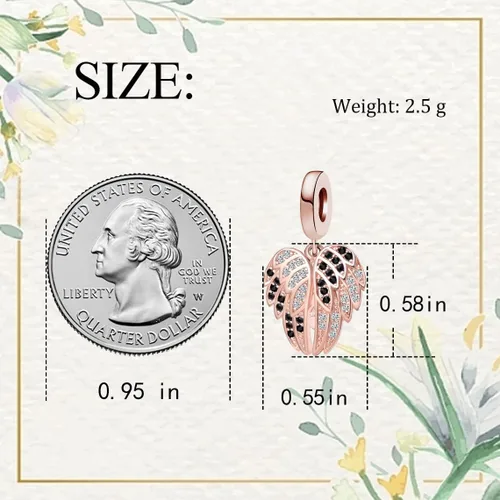 Miniatura 5 de Key to My Heart - Ala de ángel infinito con cristal transparente y oro rosa para pulsera europea