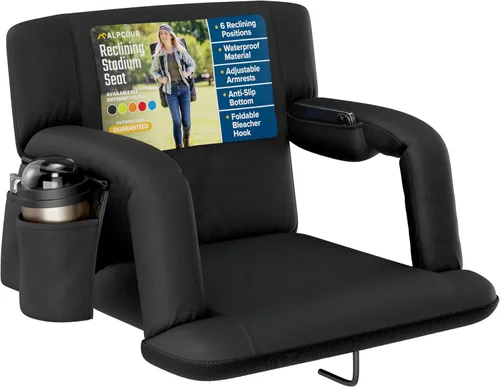 Alpcour Asiento plegable para estadio – Silla de apoyo para adultos amplios reclinables de lujo para adultos para blanqueadores – Mejor extra grueso