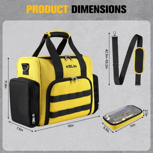 Miniatura 7 de KELIN Organizador de caja de herramientas, organizador de llaves, caja de herramientas, bolsas de herramientas para almacenamiento de hombres, bolsa