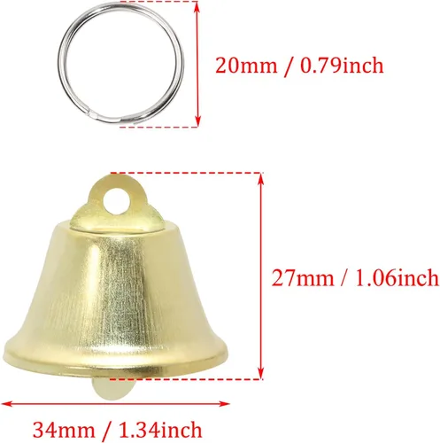 Miniatura 2 de Tupalizy Cascabeles con llavero, pequeña campana de manualidades para envolver regalos de Navidad, boda, campanilla de viento, collar de perro
