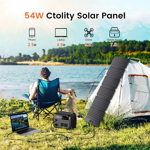 Miniatura 2 de Panel Solar Portátil de 54W, Cargador Solar Plegable de Alta Eficiencia del 23% con Salida DC Dual USB-A/Tipo-C IP65 Impermeable Compatible