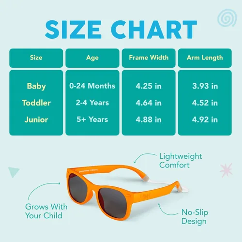 Miniatura 7 de Blippi Gafas de sol espejadas, flexibles, polarizadas, color naranja para niños con lentes espejadas azules