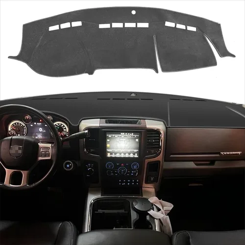 Miniatura 7 de POSAID Alfombrilla para salpicadero para Dodge Ram 1500 2500 3500, funda protectora personalizada para salpicadero Dodge Ram, Negro, 2010-2018