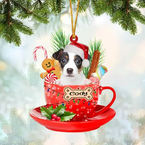 Miniatura 28 de NAZENTI Adorno personalizado de Alaskan Malamute en taza roja, adorno de Navidad personalizado para perros amantes de las mascotas, colgante