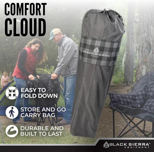 Miniatura 4 de Silla de camping de gran tamaño Black Sierra para adultos, asiento resistente para exteriores con acolchado suave, soporta 400 libras, portavasos