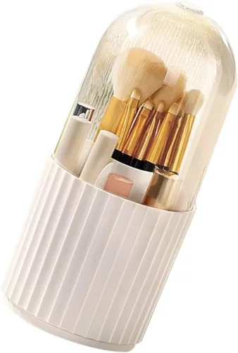Organizador de cosméticos de plástico para brochas de maquillaje, caja de almacenamiento giratoria para maquillaje, organizador de maquillaje para