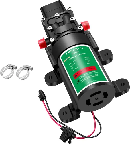 LONGRUN Bomba de agua dulce 12 V DC bombas de diafragma con interruptor de presión ajustable, 4.5L/Min 1.2GPM 85 PSI Bomba rociadora autocebante